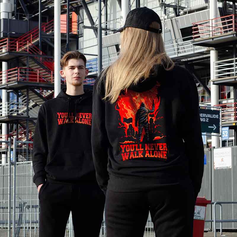 Hoodie relax - You'll never walk alone - Fakkel rood