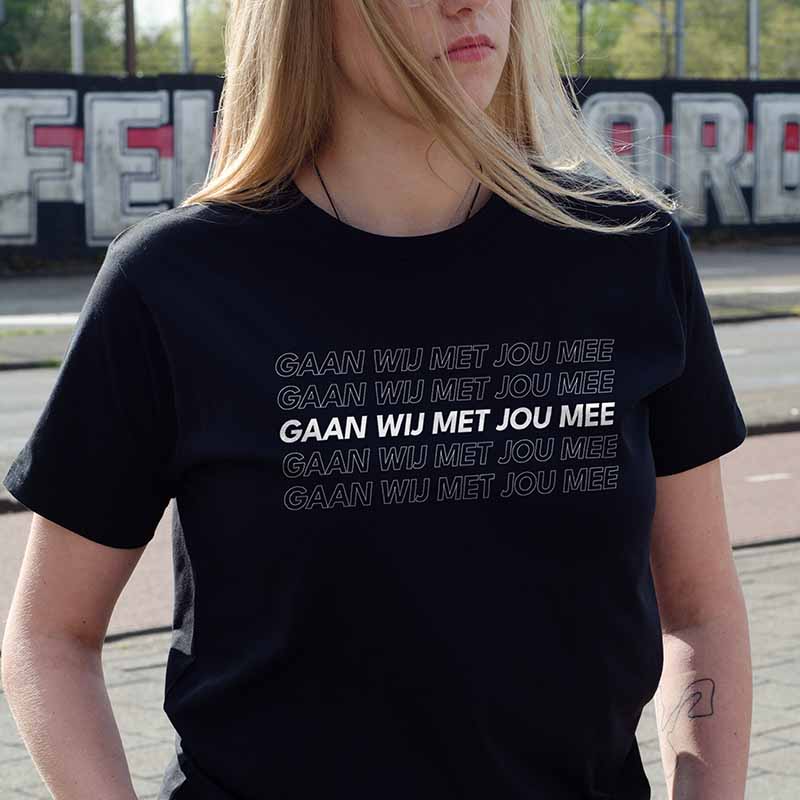 T-shirt regular zwart - Overal waar jij gaat - logo voor en achter