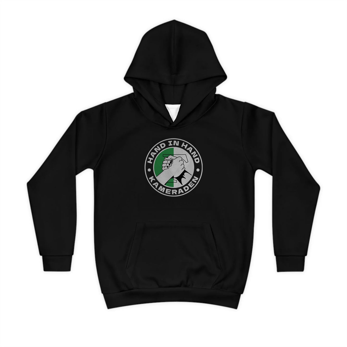 Hoodie regular zwart - kids - Groen wit - Hand in Hand