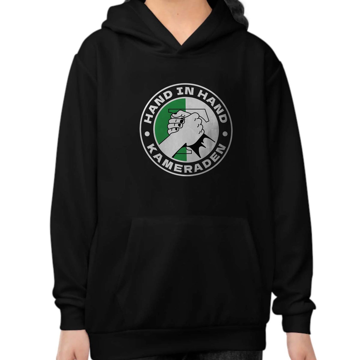 Hoodie regular zwart - kids - Groen wit - Hand in Hand