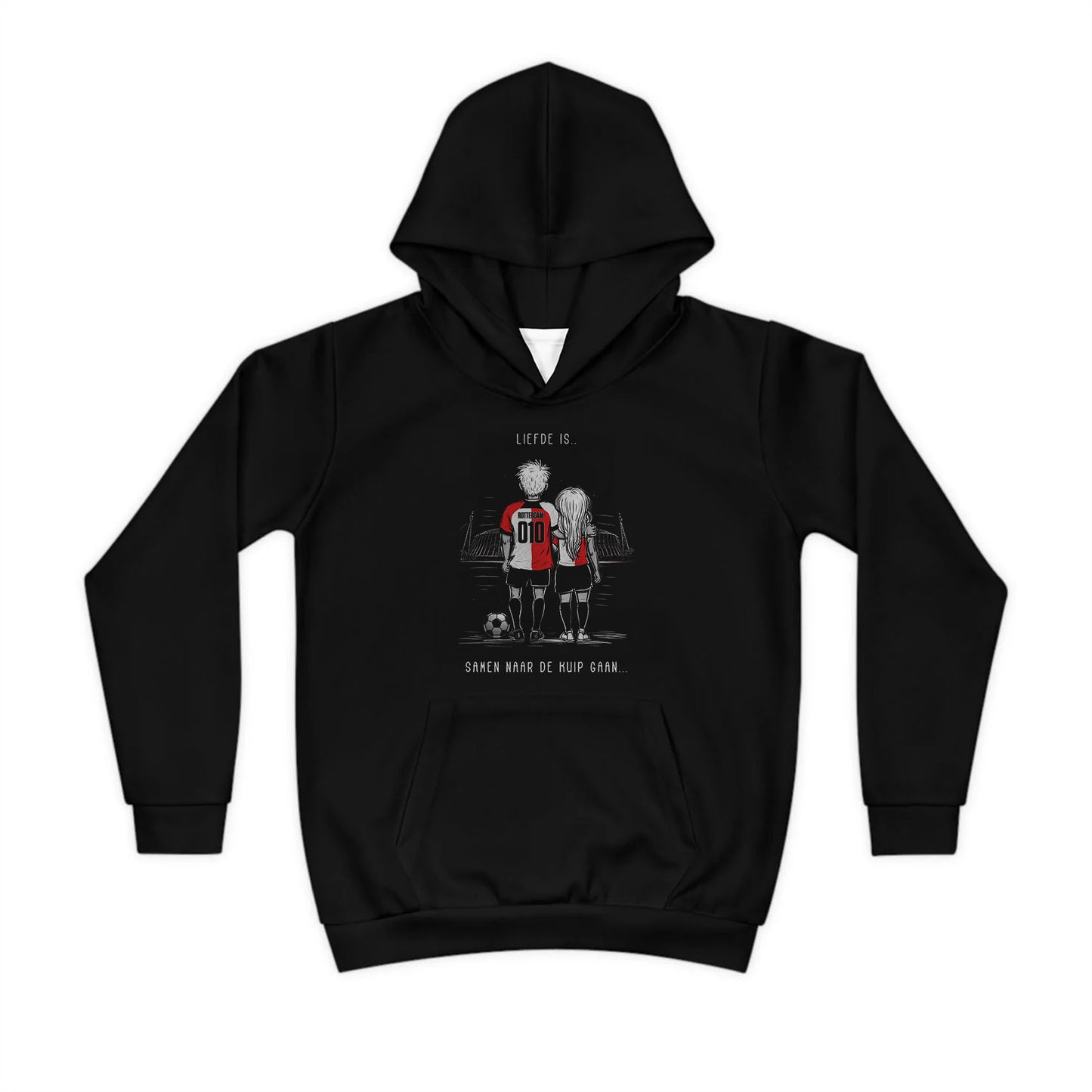 Hoodie regular zwart - kids - Liefde is samen naar de kuip gaan