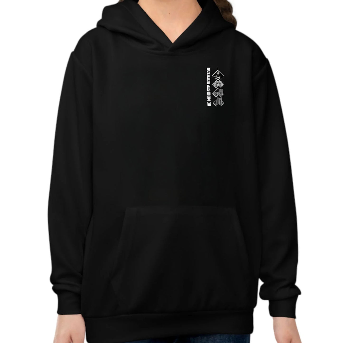 Hoodie regular zwart - kids - De Mooiste Rotstad