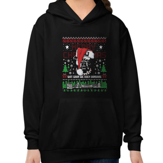 Kerst hoodie regular zwart - kids - FR Kerst Bull Dog