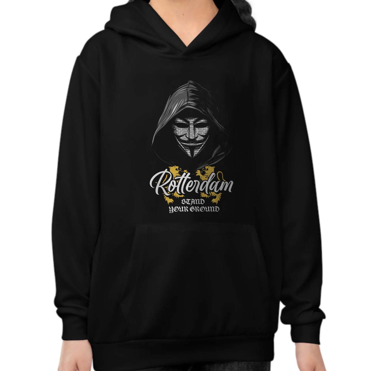 Hoodie regular zwart - kids - Vendetta - Rotterdam stand your ground