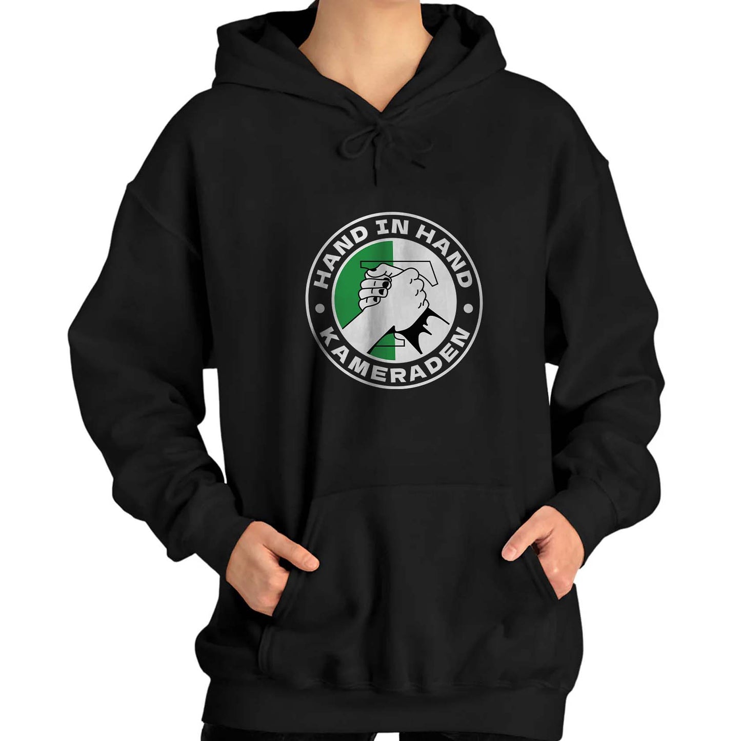 Hoodie relax zwart - Groen wit - Hand in Hand