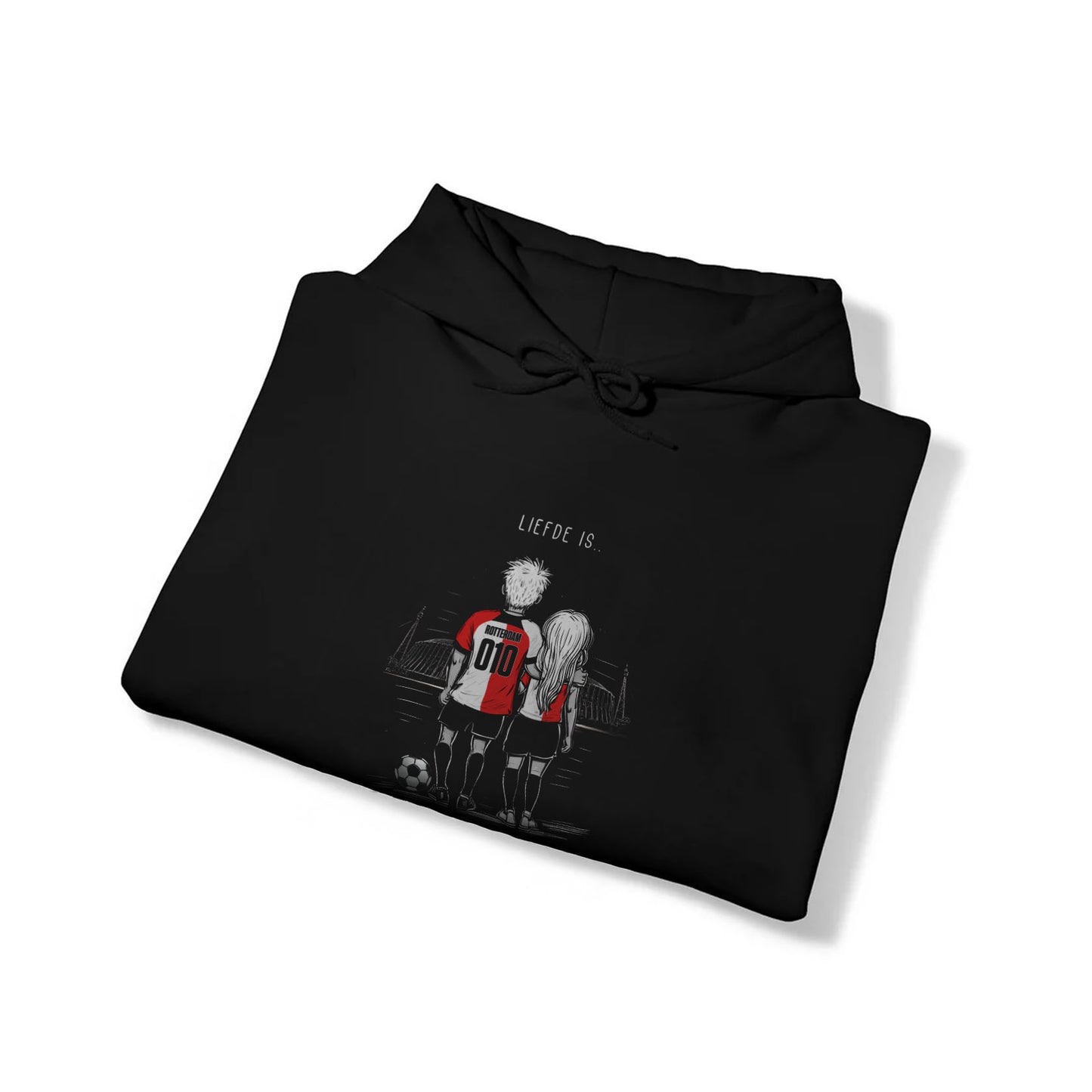 Hoodie relax zwart - Liefde is samen naar de kuip gaan