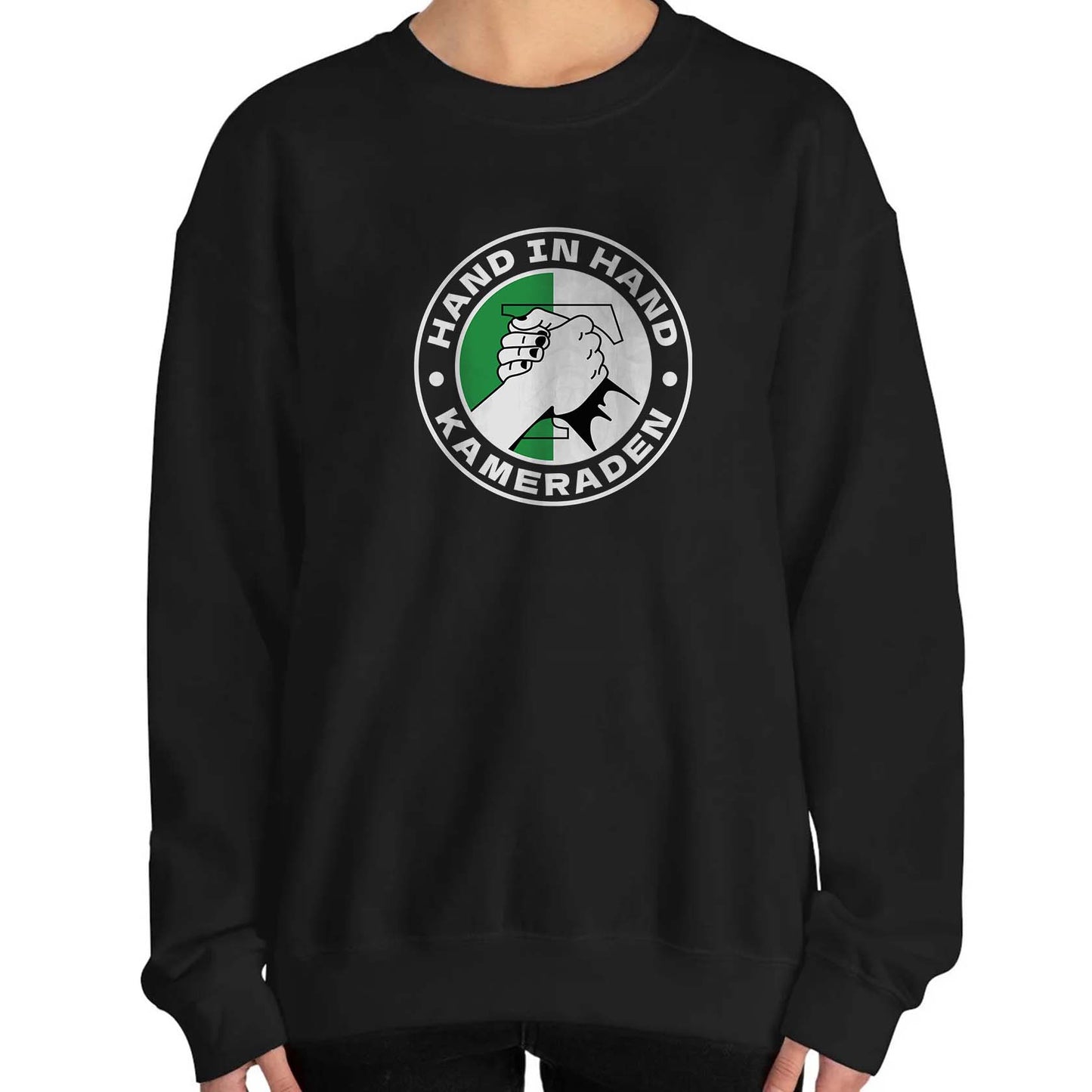 Sweater regular zwart - Groen wit - Hand in Hand