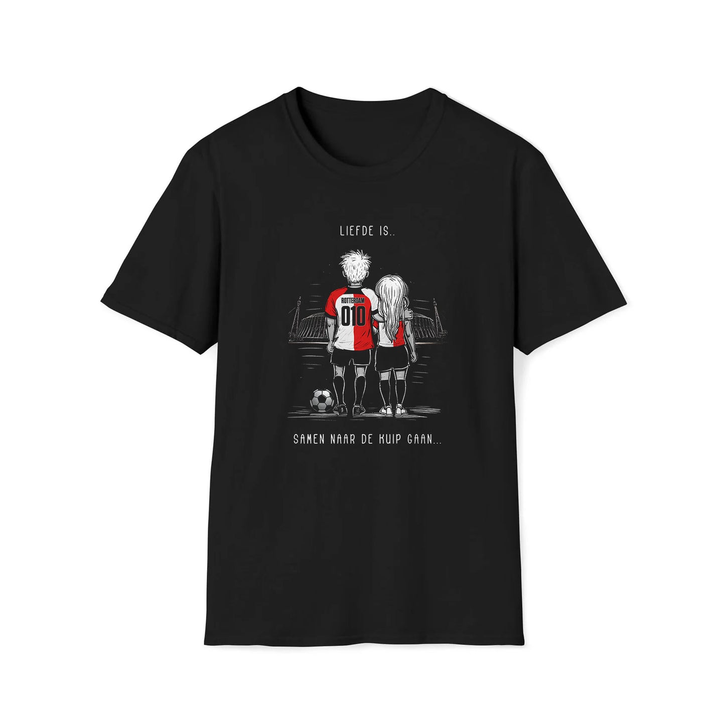 T-shirt regular zwart - Liefde is samen naar de kuip gaan