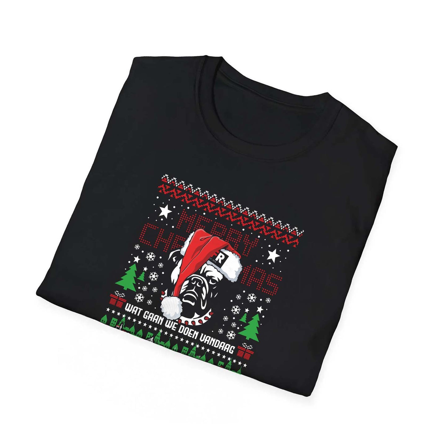Kerst t-shirt regular zwart - FR Kerst Bull Dog