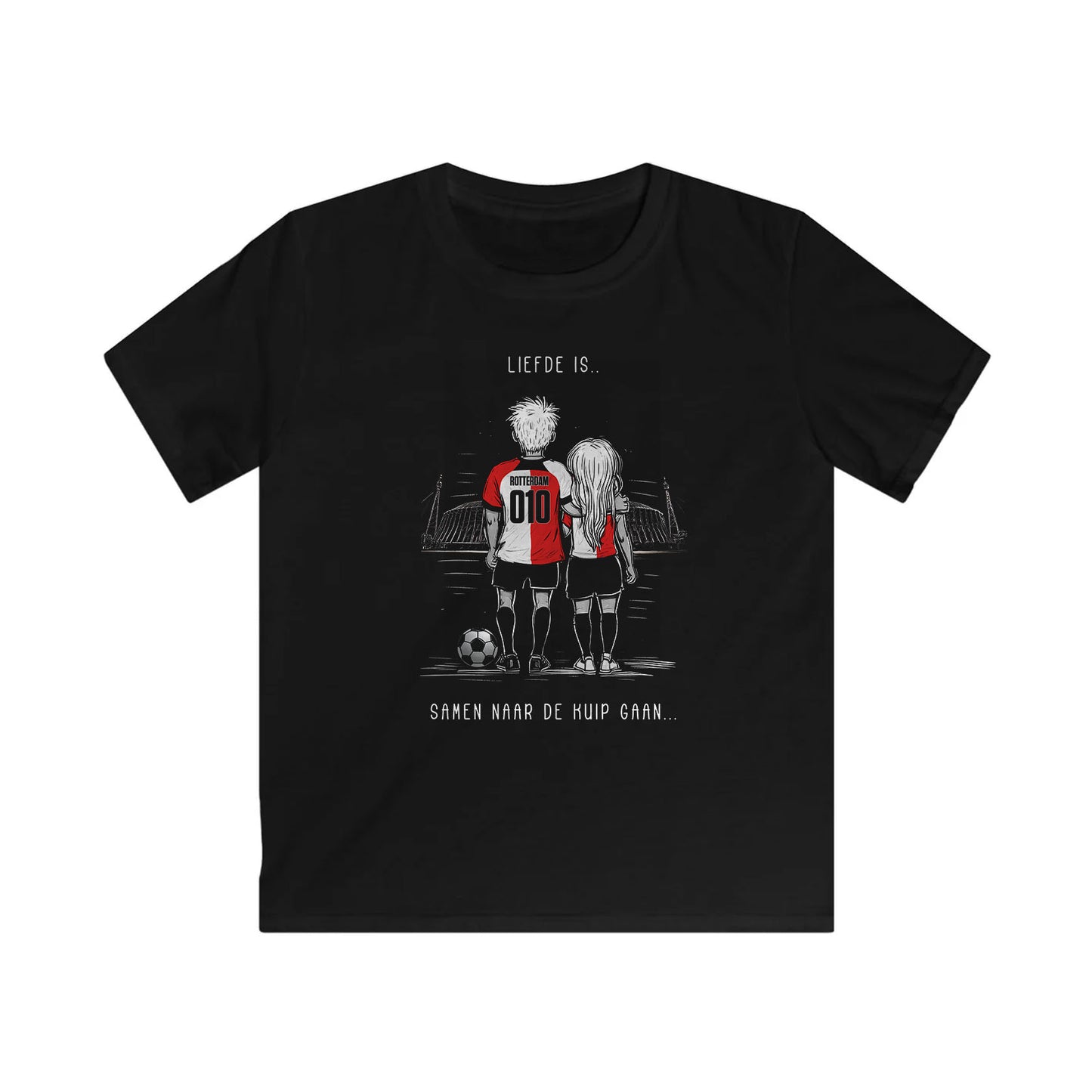T-shirt regular zwart - kids - Liefde is samen naar de kuip gaan