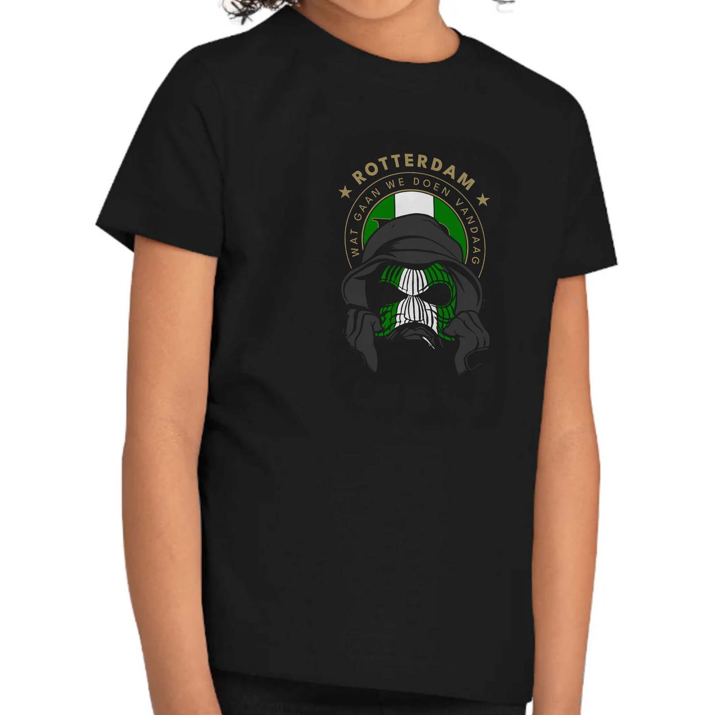 T-shirt regular zwart - kids - FR masker