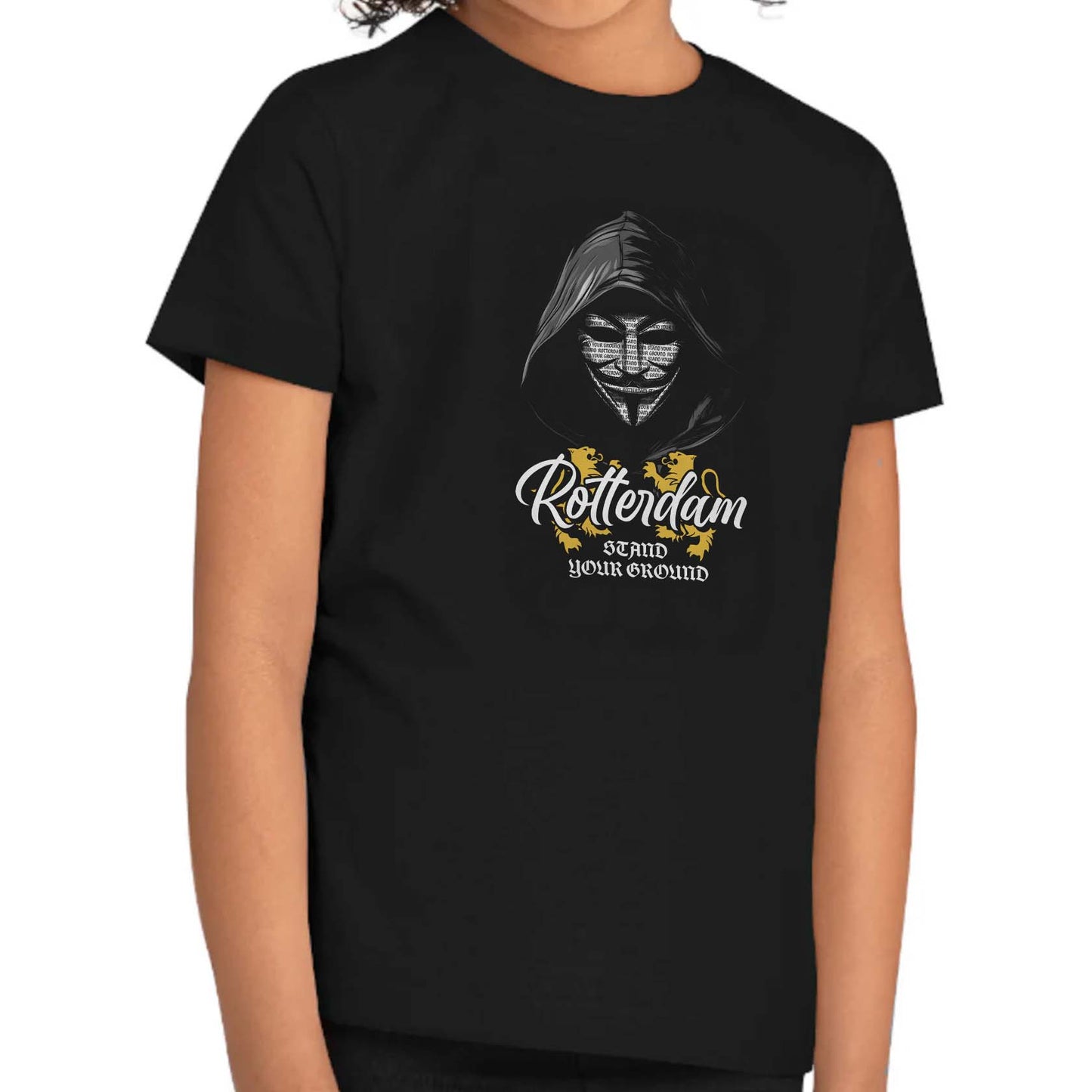 T-shirt regular zwart - kids - Vendetta - Rotterdam stand your ground