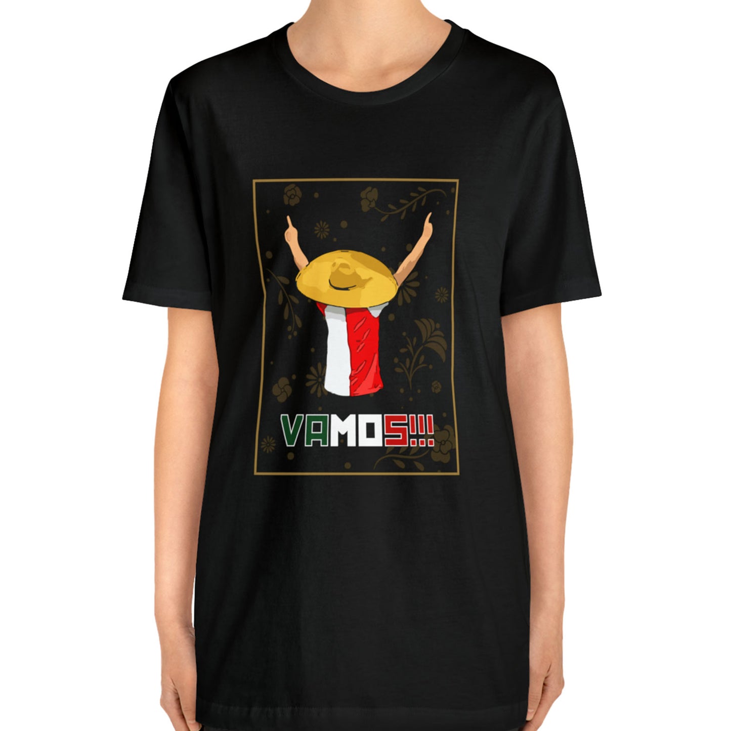 T-shirt regular zwart - VAMOS!!! - logo voor groot