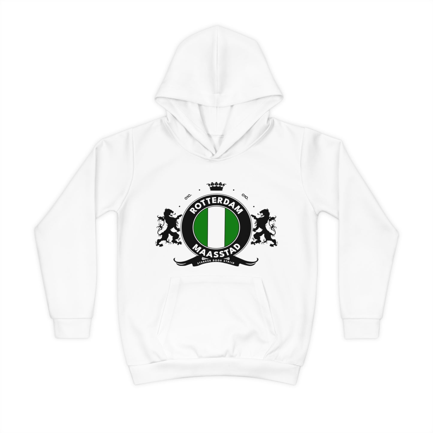Hoodie regular wit - kids - Het wapen van Rotterdam - logo voor groot