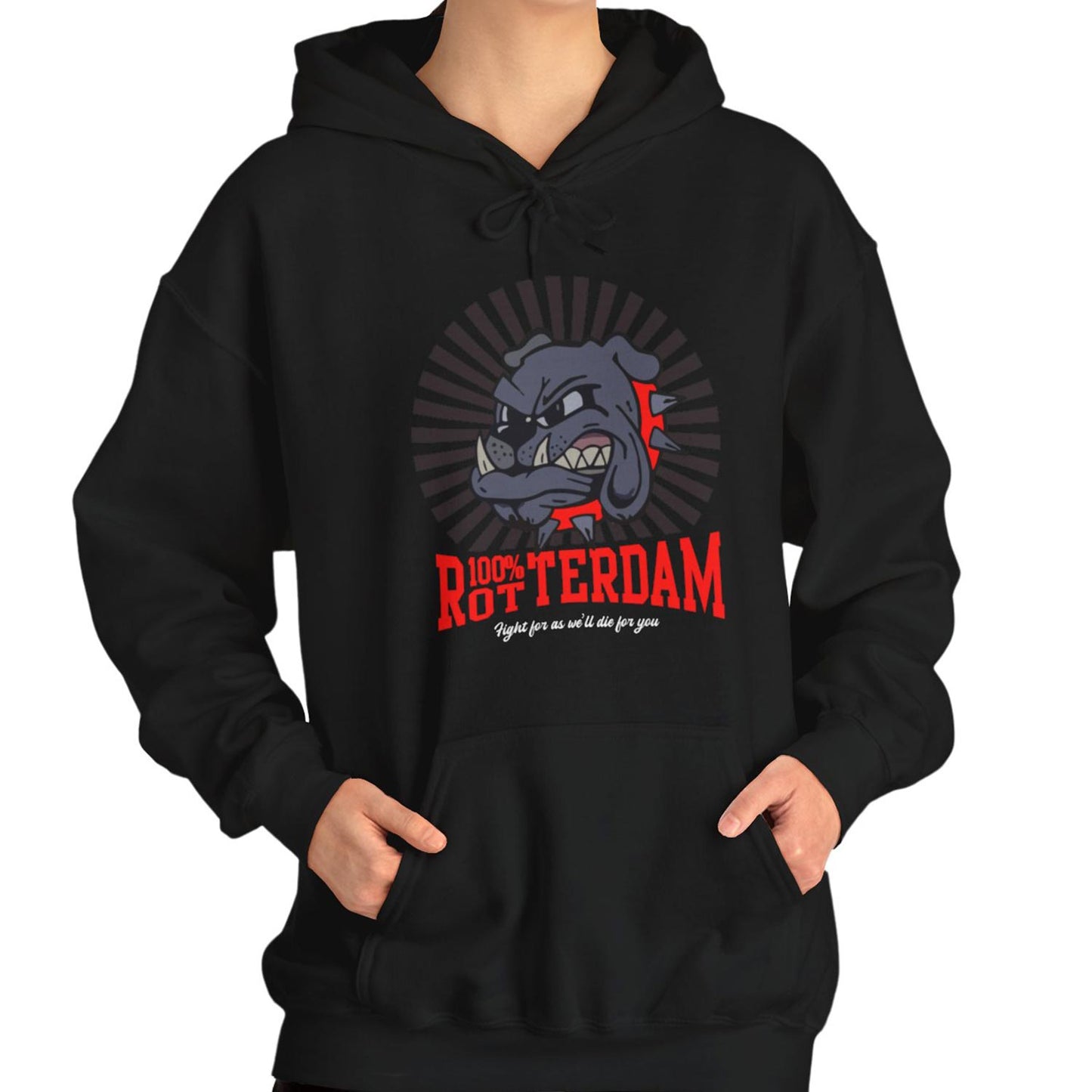 Hoodie relax - 100% Rotterdam - Bulldog - logo voor groot