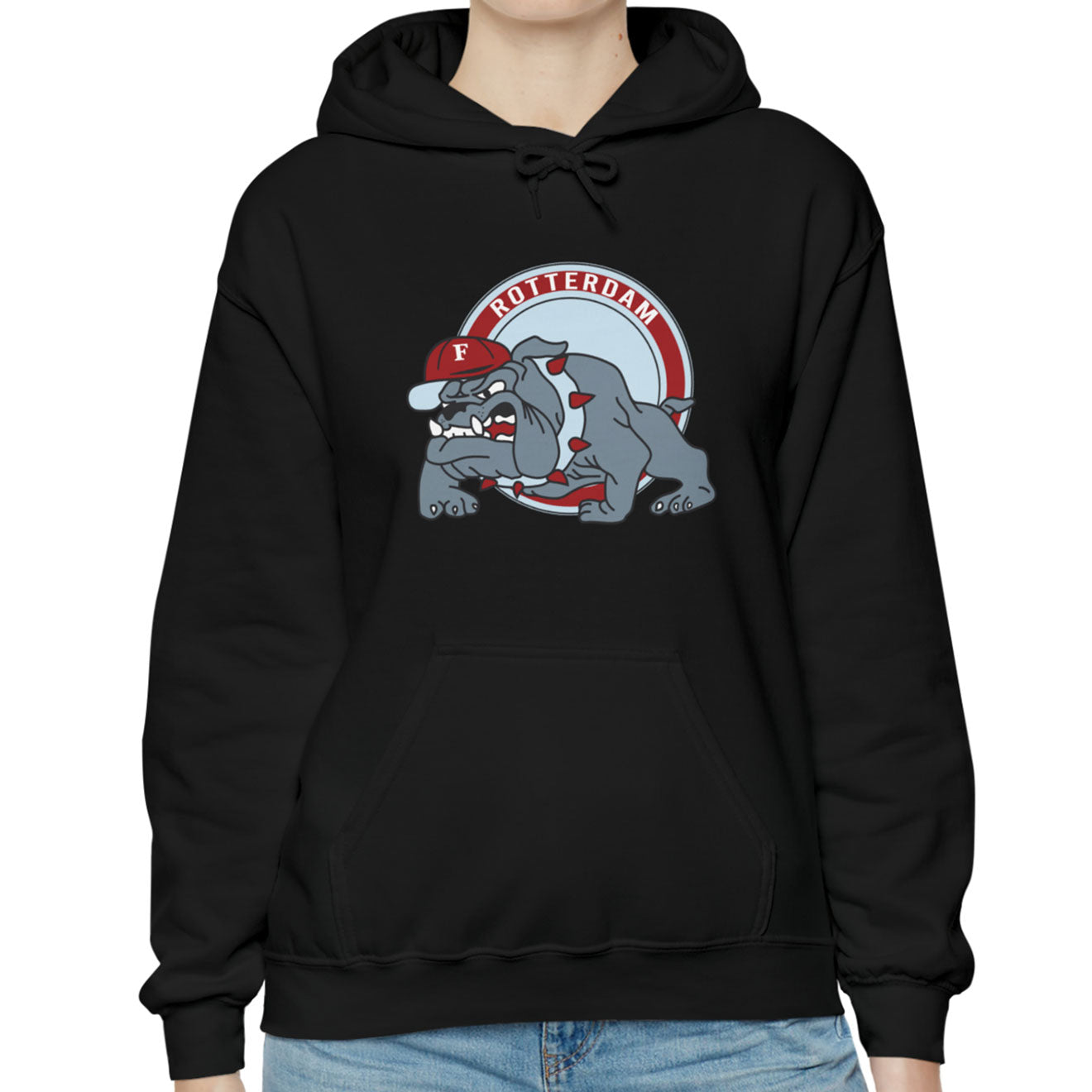 Feyenoord bull dog op zwarte hoodie