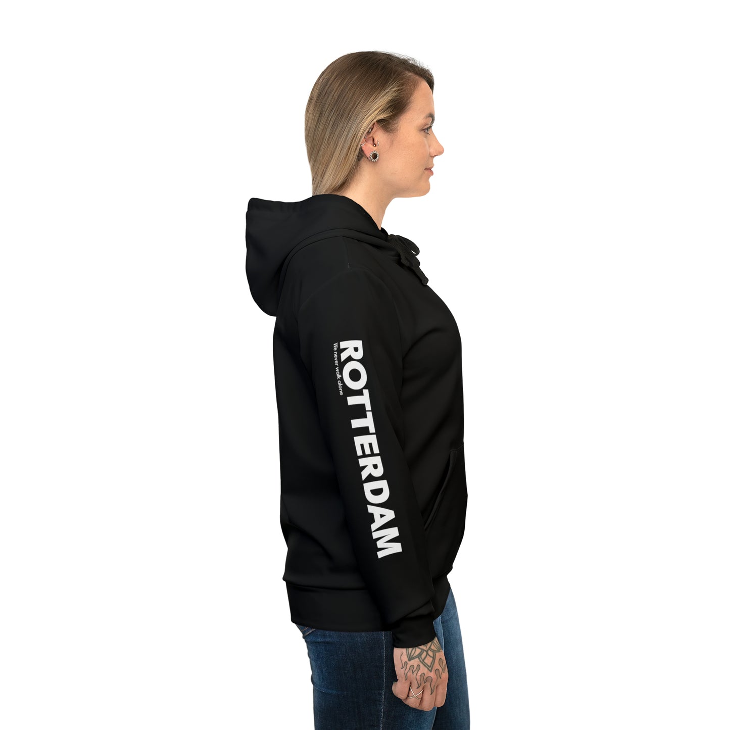 Hoodie relax zwart - FR - EST. 1908 - logo voor en mouwen