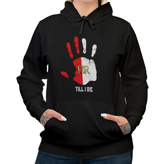 Hoodie relax - FR - Till i die hand - logo voor groot