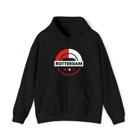 Hoodie relax zwart - Het mooiste stadion in Rotterdam - logo voor groot