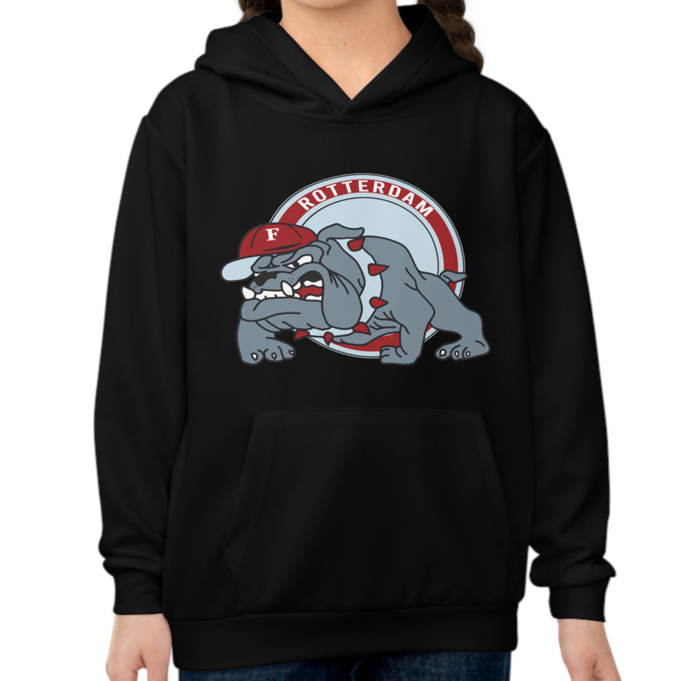 Hoodie regular zwart - kids - Bulldog Vintage - logo voor groot