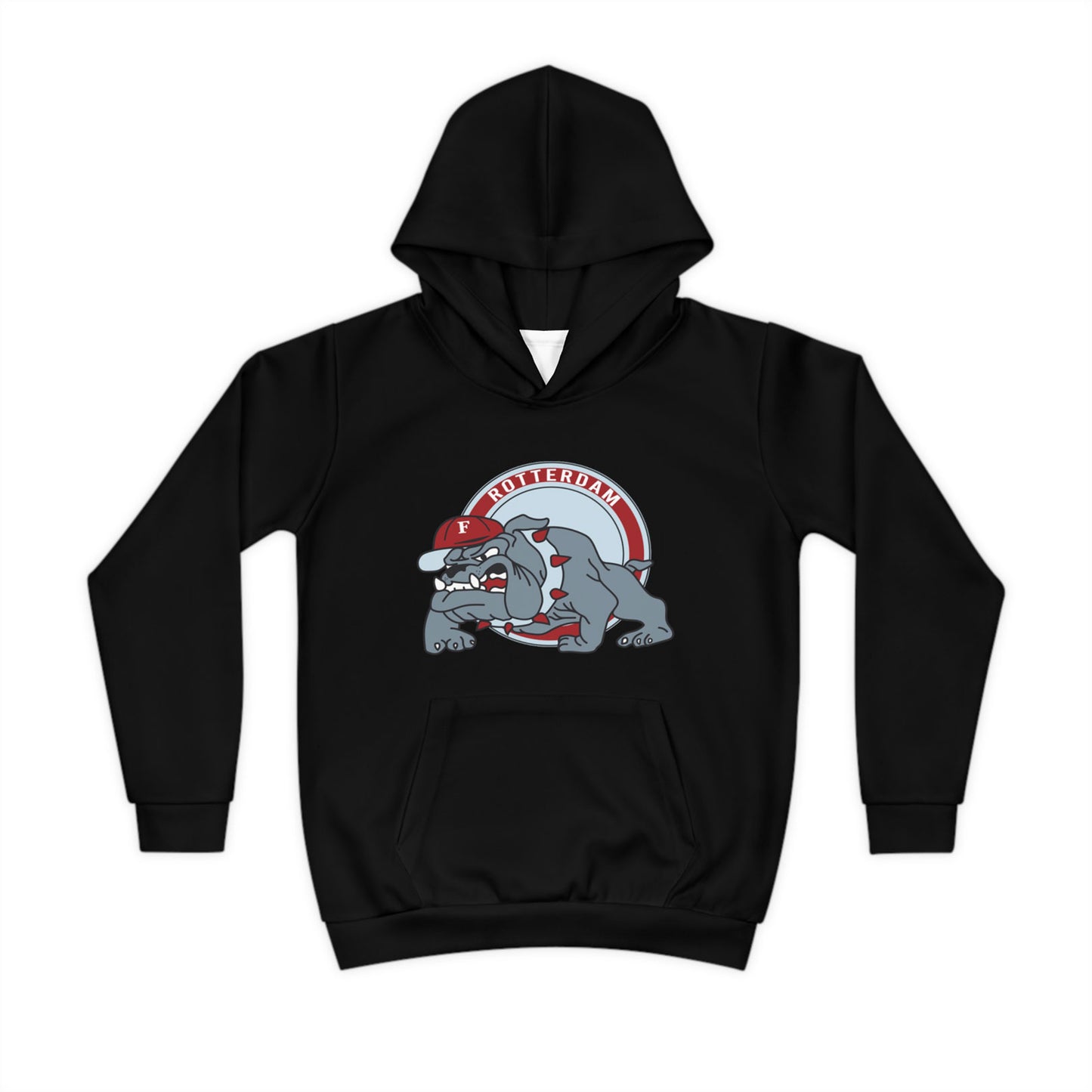 Feyenoord bulldog op zwarte kinderhoodie met capuchon