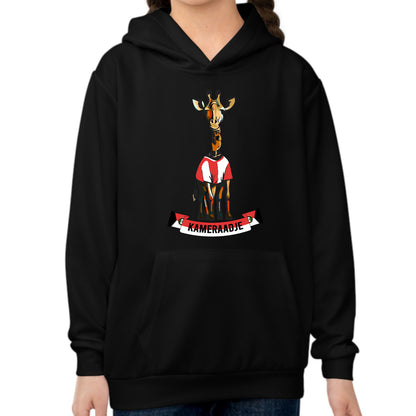 Hoodie regular zwart - kids - Kameraadje giraffe - logo voor groot