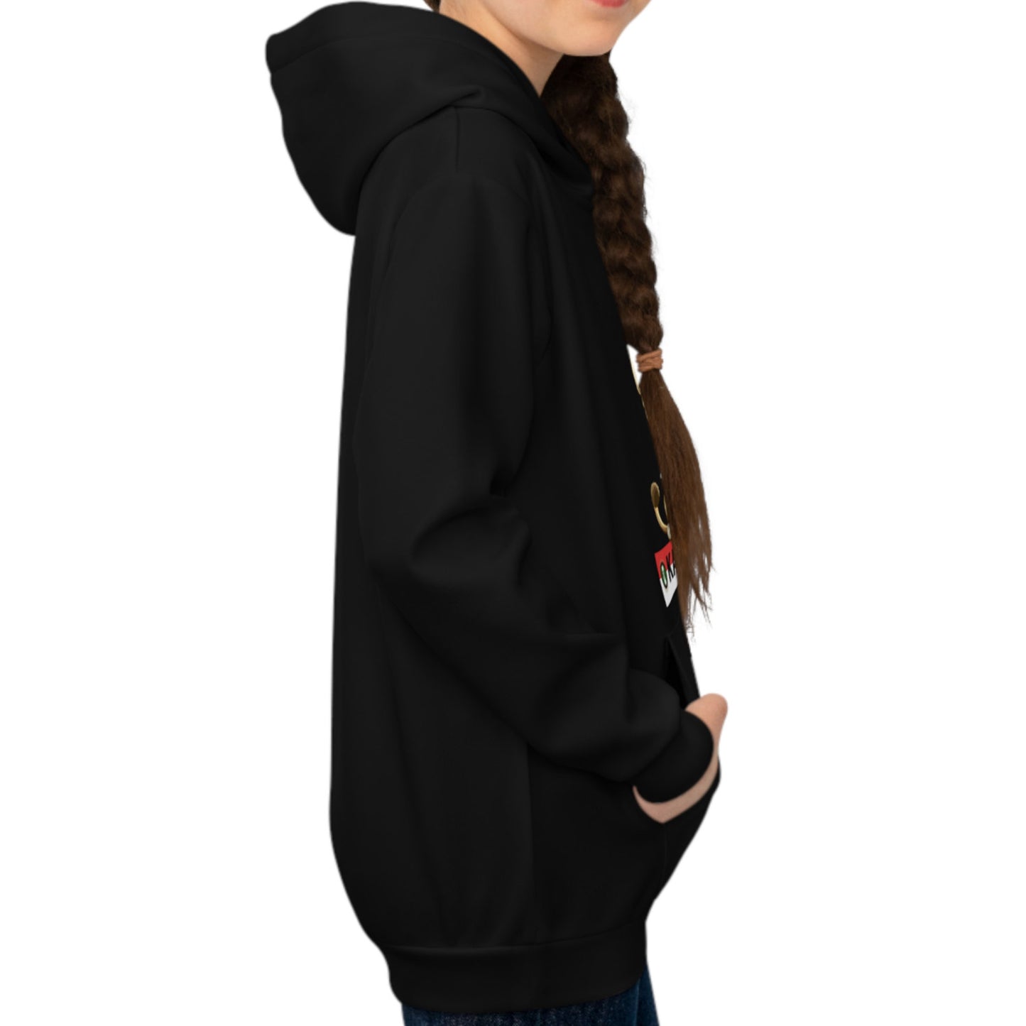 Hoodie regular zwart - kids - Kameraadje giraffe - logo voor groot