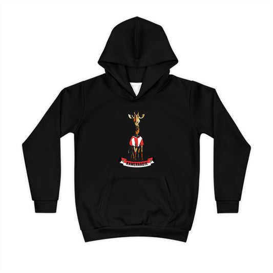 Hoodie regular zwart - kids - Kameraadje giraffe - logo voor groot