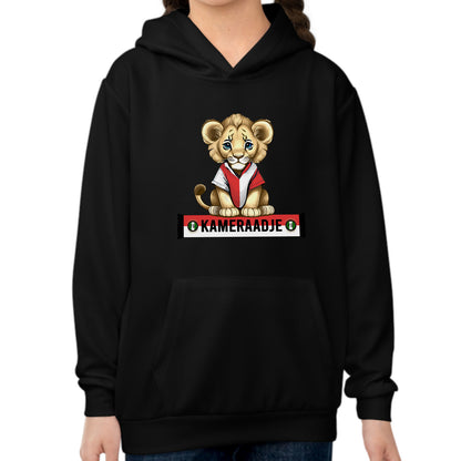 Hoodie regular zwart - kids - Kameraadje leeuw - logo voor groot