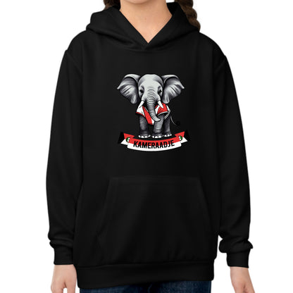 Hoodie regular zwart - kids - Kameraadje olifant - logo voor groot
