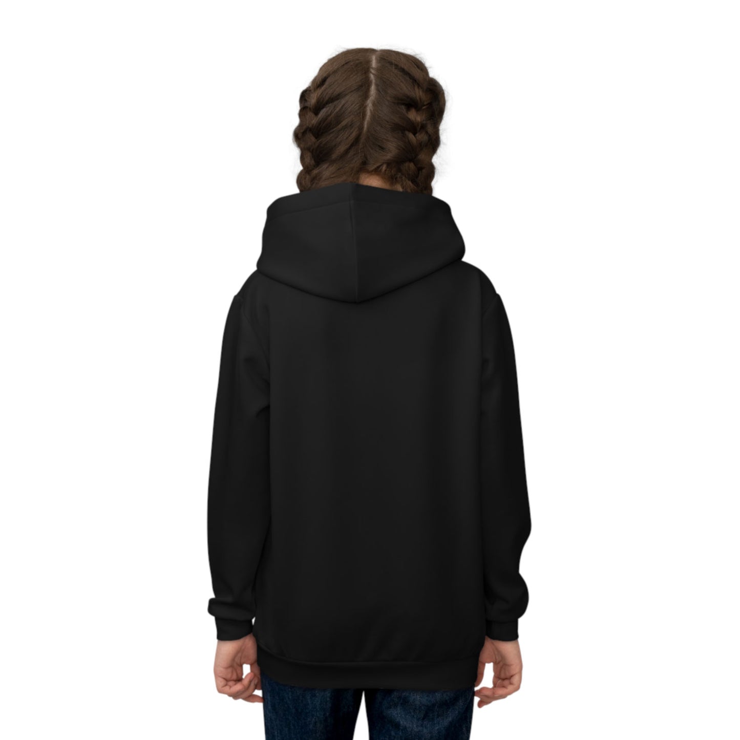 Hoodie regular zwart - kids - Rotterdam - Geen woorden maar daden - logo voor groot