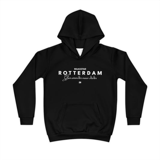 Geen woorden maar daden op zwarte kinder hoodie