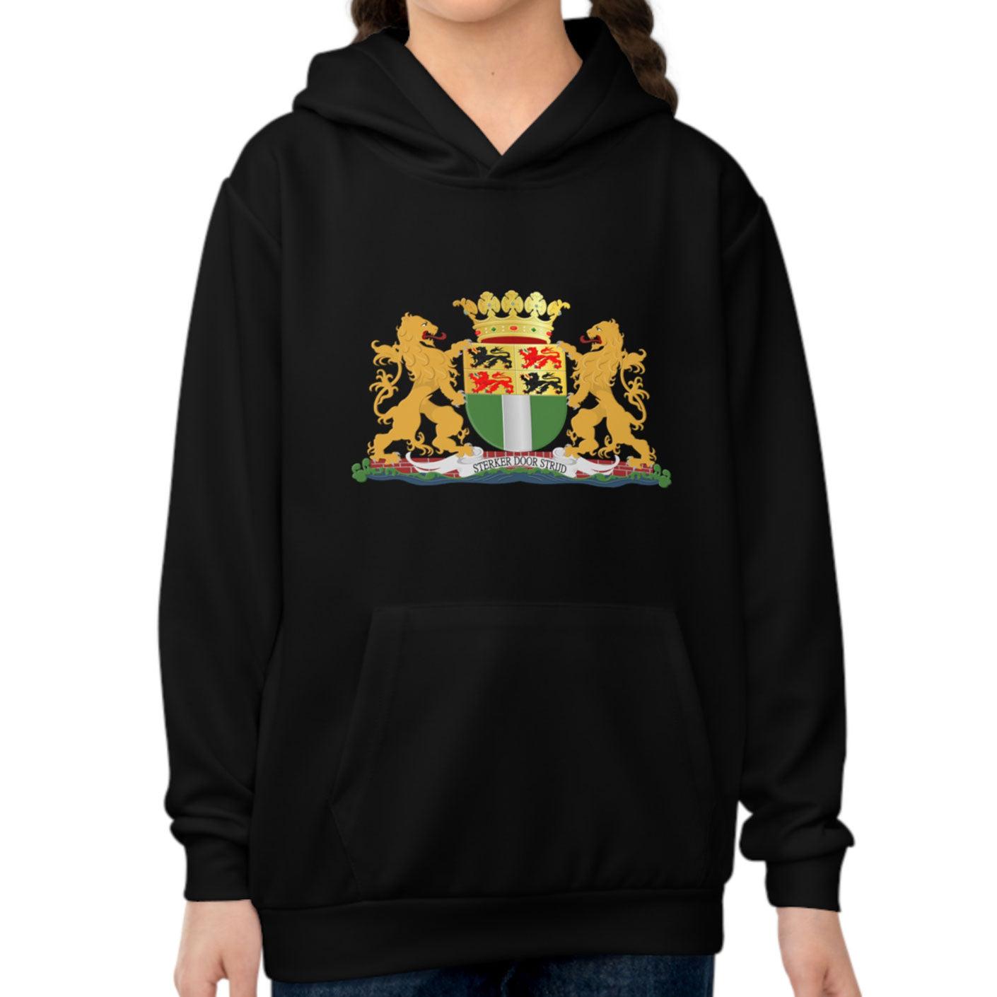 Zwart kinder hoodie met het wapen van Rotterdam