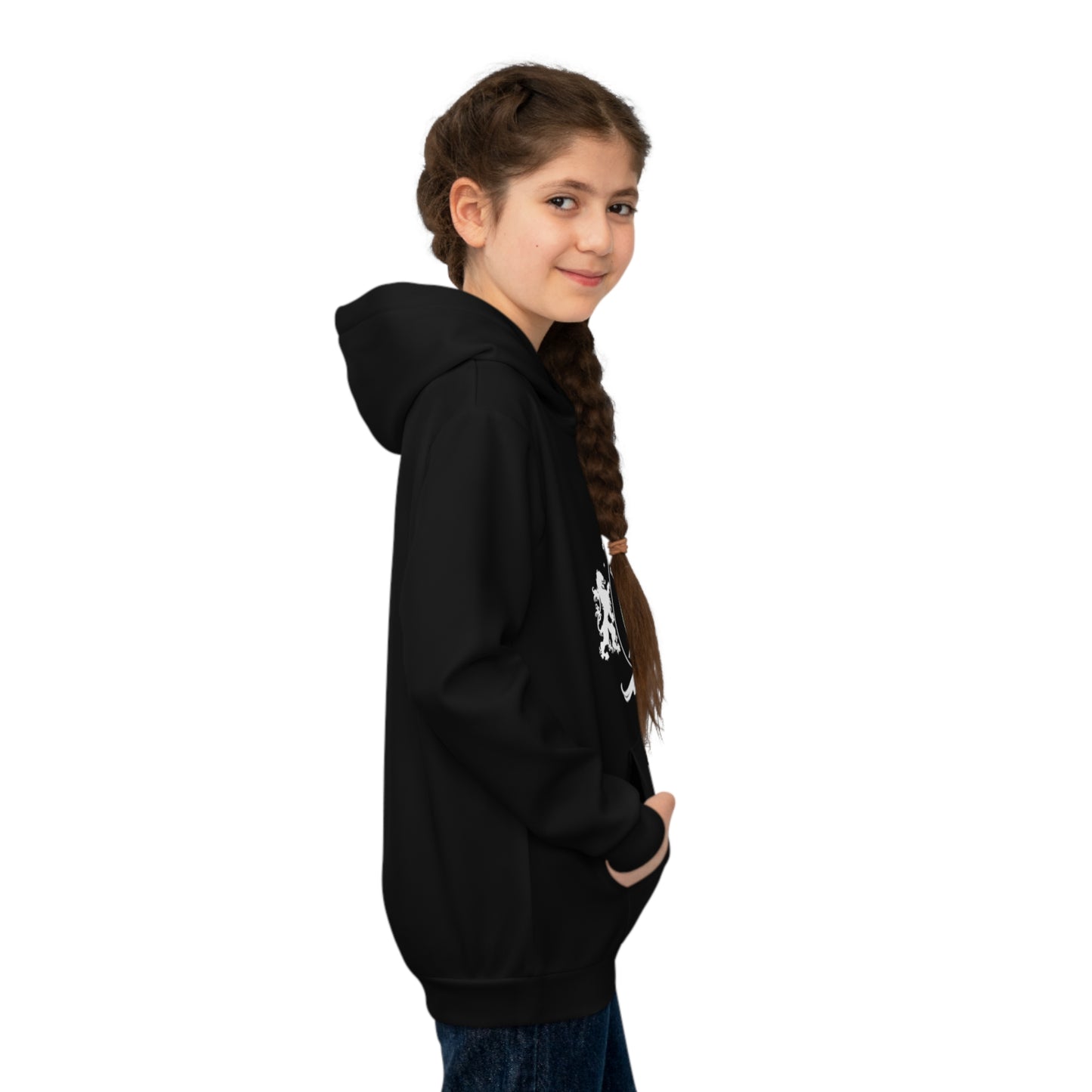 Hoodie regular zwart - kids - Het wapen van Rotterdam - logo voor groot