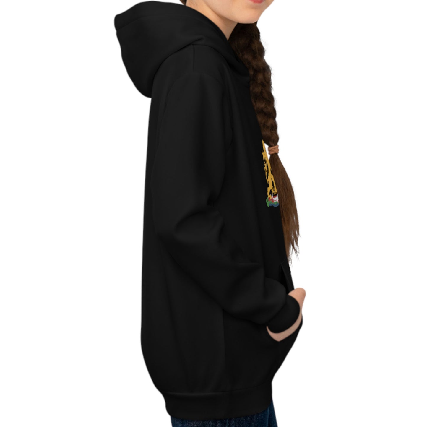 Hoodie regular zwart - kids - Wapen van Rotterdam - logo voor groot