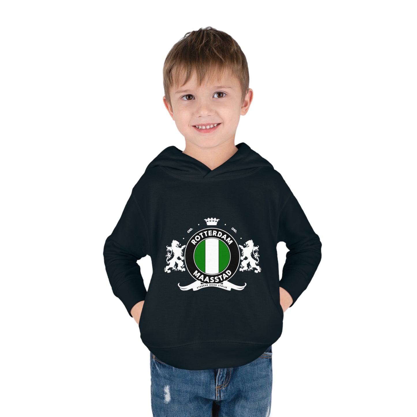 Zwarte kinder hoodie met wapen van Rotterdam