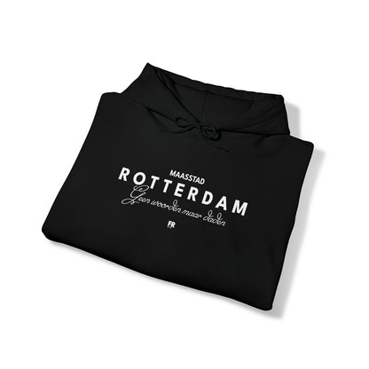 Hoodie relax - Rotterdam - Geen woorden maar daden - logo voor groot