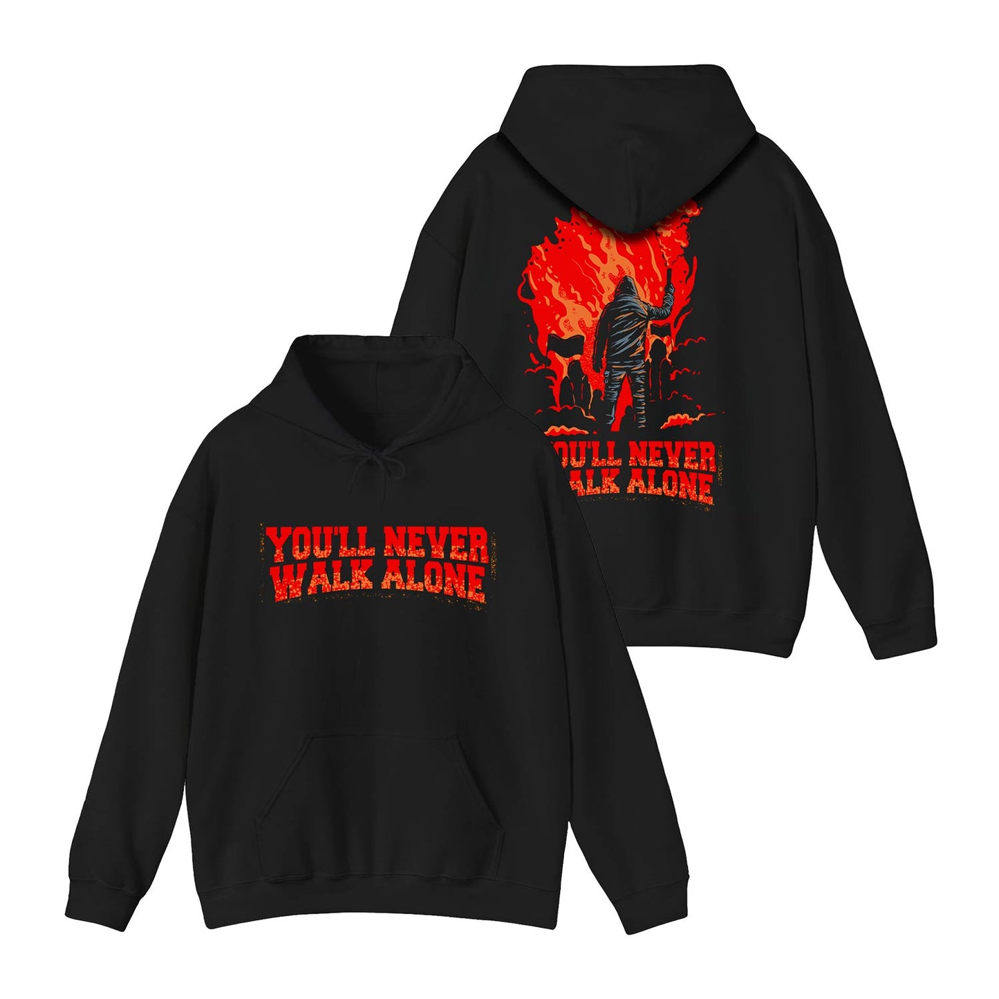 Hoodie relax - You'll never walk alone - Fakkel rood