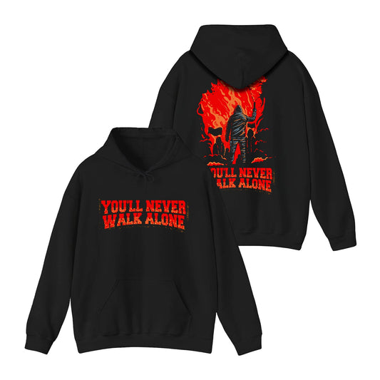 Hoodie relax - You'll never walk alone - Fakkel rood