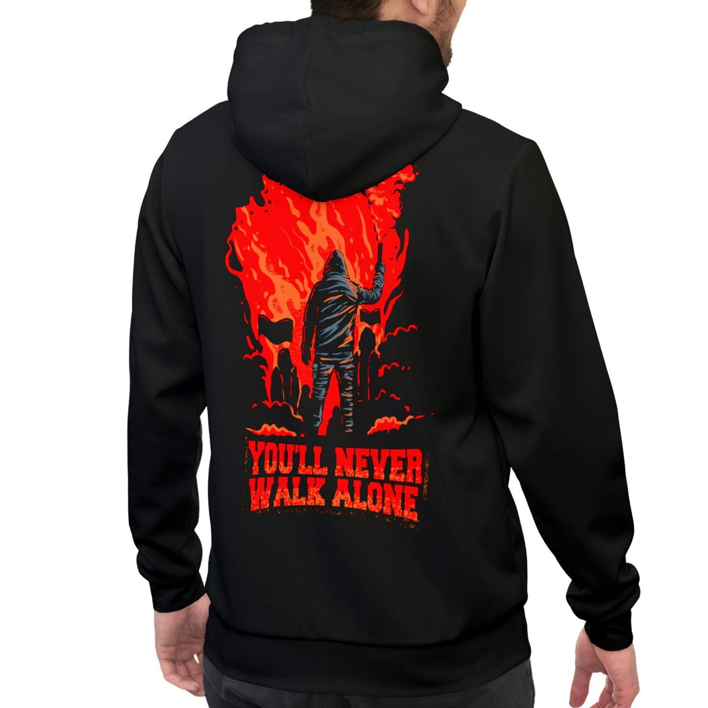Hoodie relax - You'll never walk alone - Fakkel rood