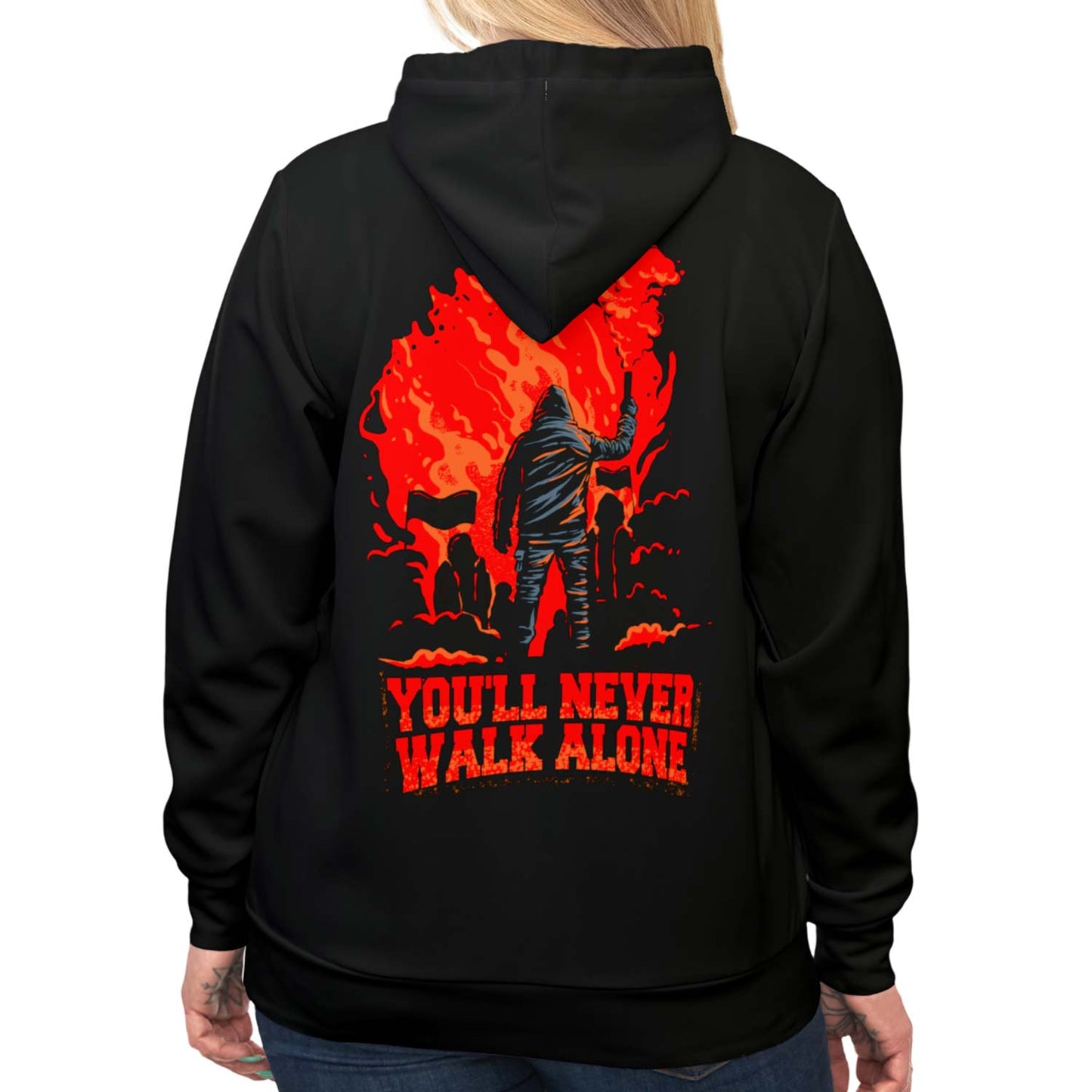 Hoodie relax - You'll never walk alone - Fakkel rood