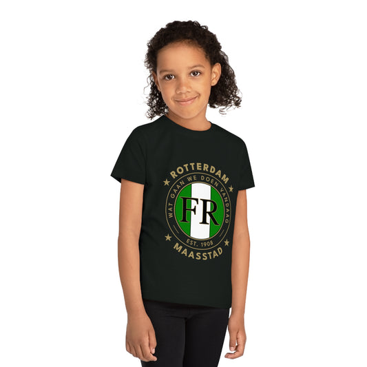 T-shirt regular zwart - kids - FR - Wat gaan we doen vandaag - logo voor groot