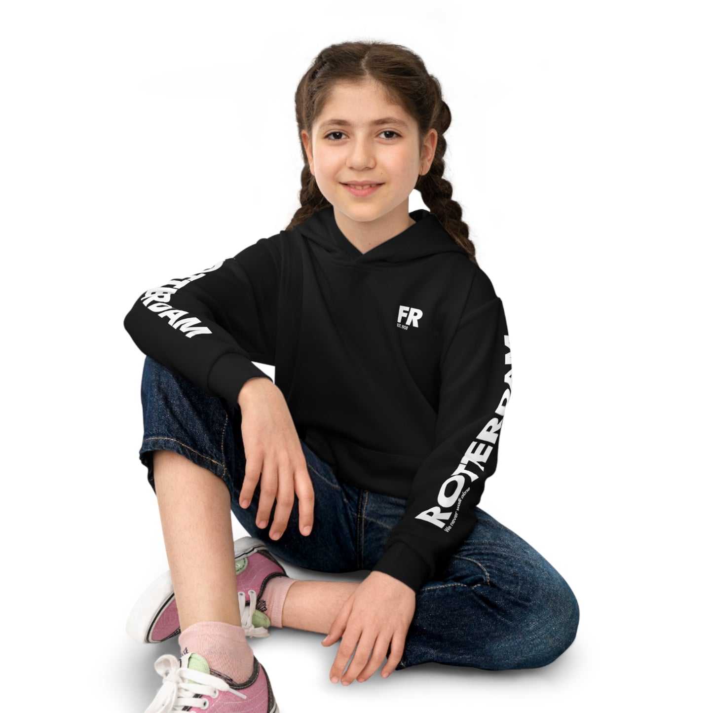 Hoodie regular zwart - kids - FR - EST. 1908 - logo voor en mouwen