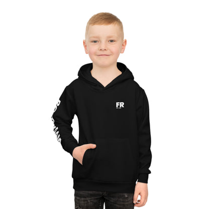 Zwart kinder hoodie met Rotterdam op de mauwen