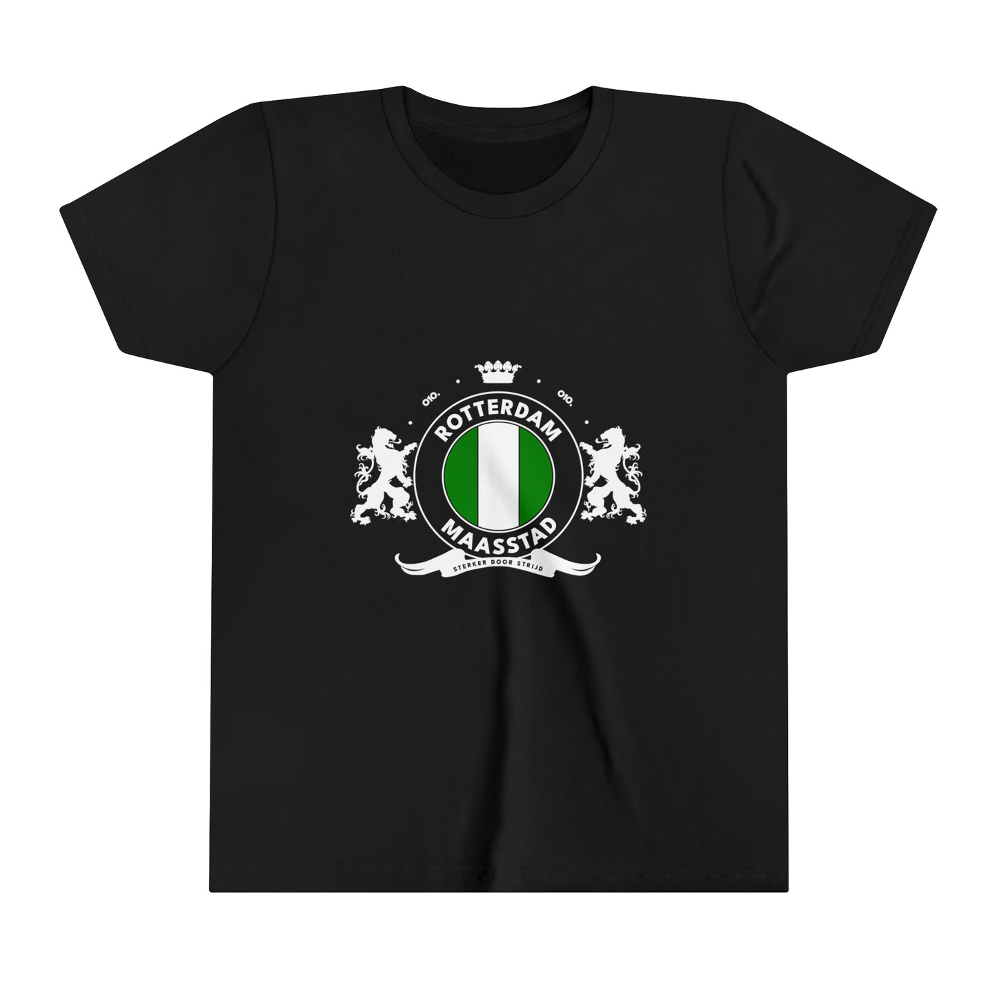 T-shirt regular zwart - kids - Het wapen van Rotterdam - logo voor groot