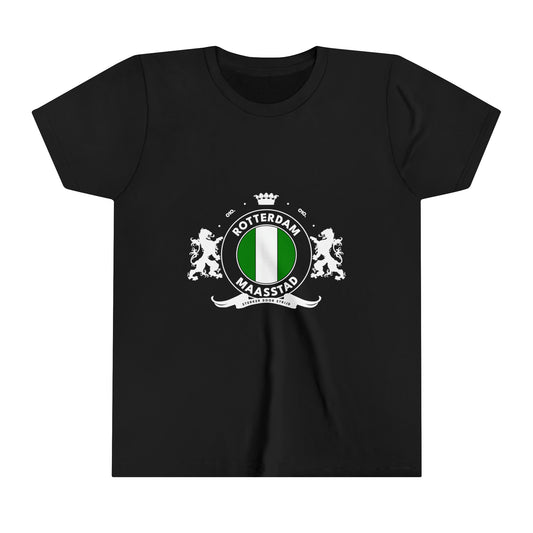 T-shirt regular zwart - kids - Het wapen van Rotterdam - logo voor groot