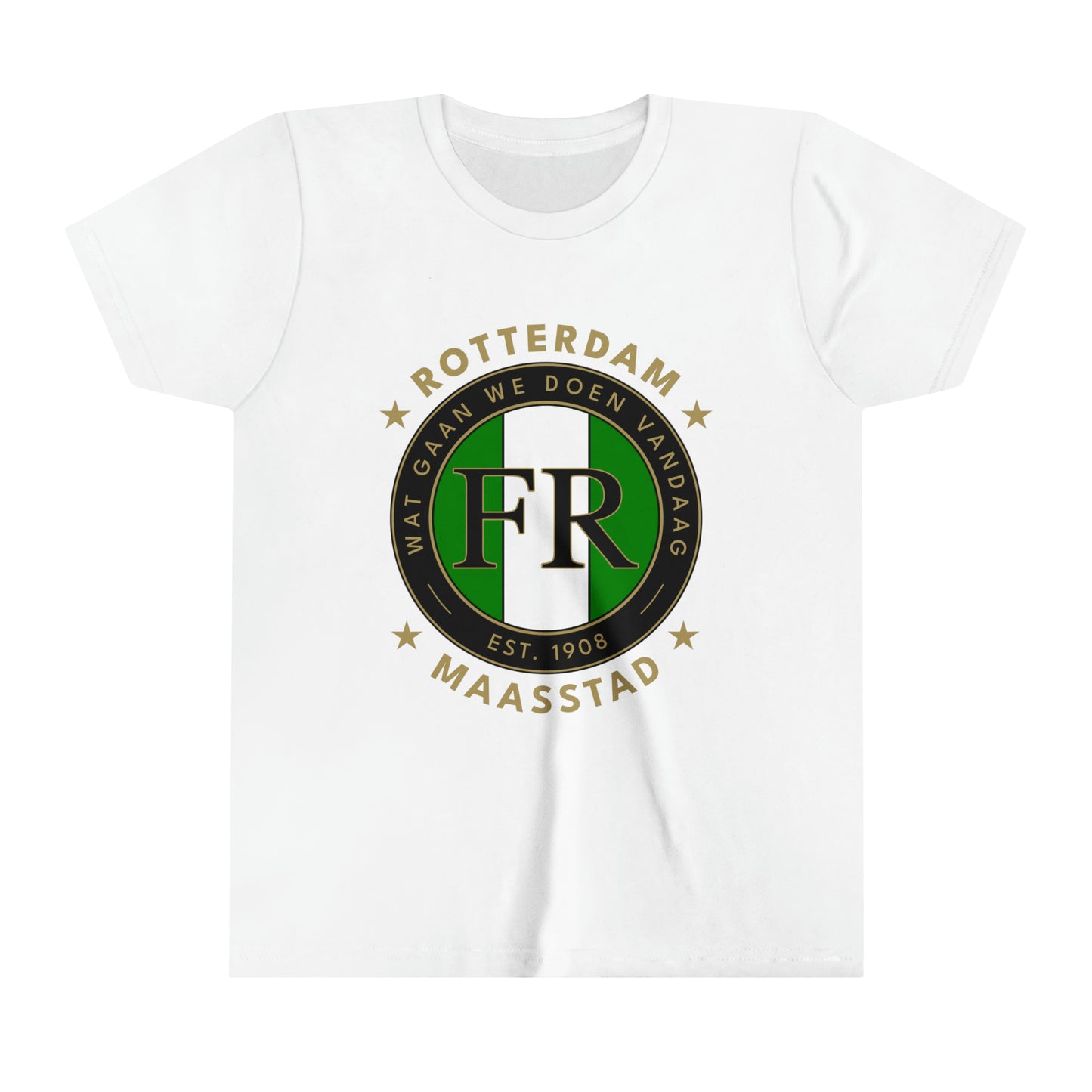 T-shirt regular wit - kids - FR - Wat gaan we doen vandaag - logo voor groot