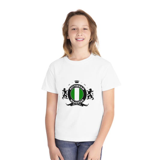 T-shirt regular wit - kids - Het wapen van Rotterdam - logo voor groot