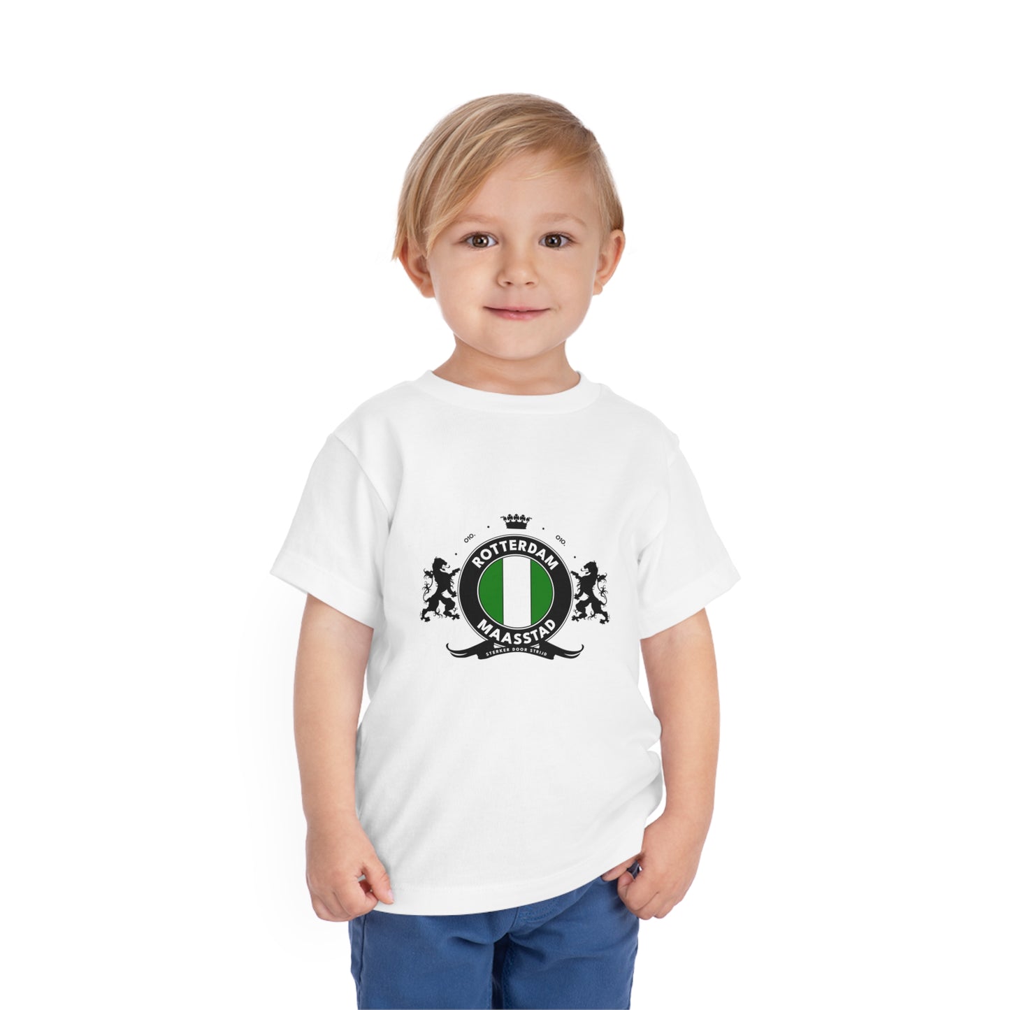 T-shirt regular wit - kids - Het wapen van Rotterdam - logo voor groot