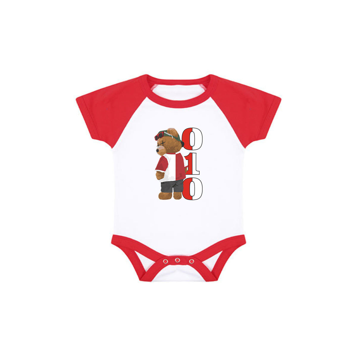 Rompertje wit/rood baby - 010 beer